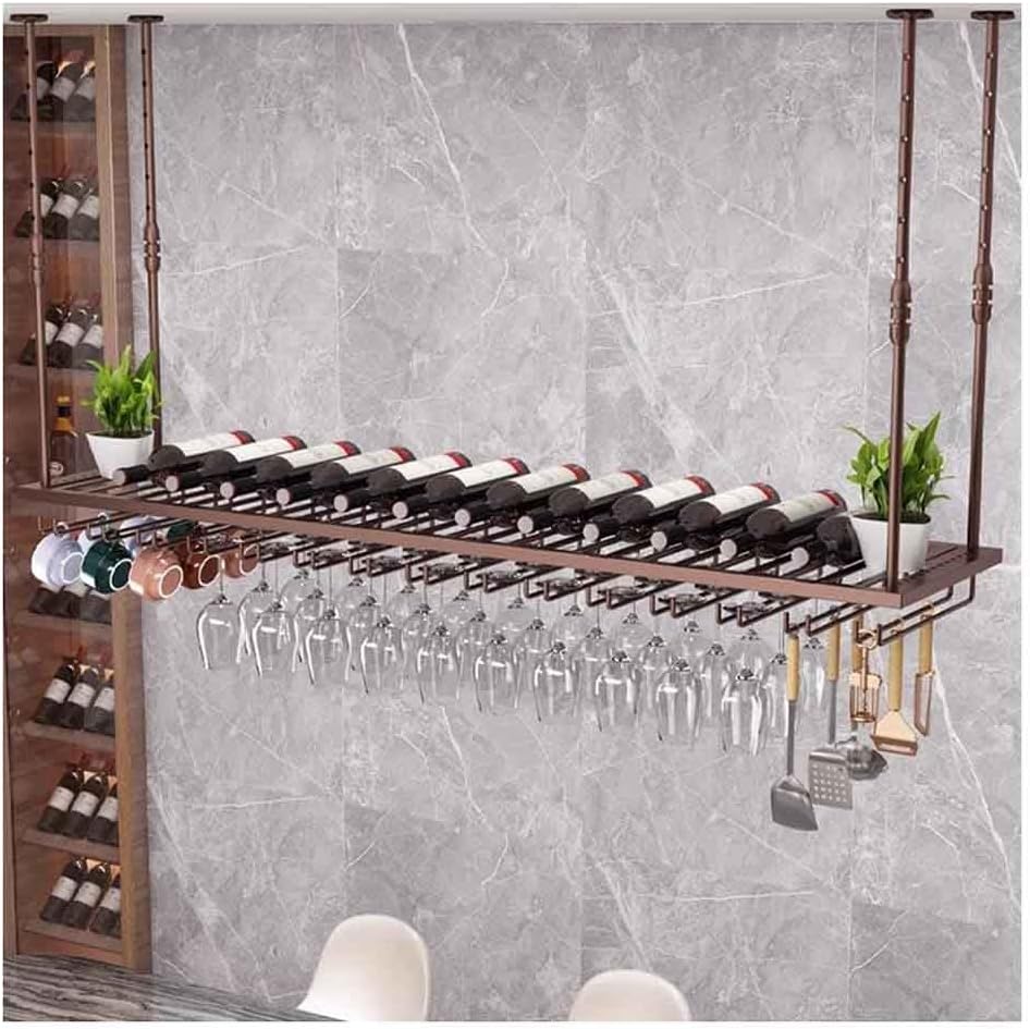 Brass Hanging Wine Rack with Adjustable Booms