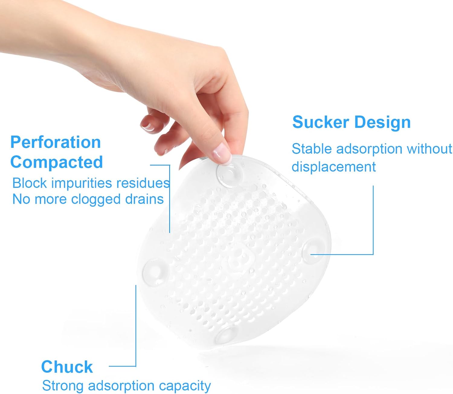 2 Pack Shower Hair Catcher with Suction Cups White