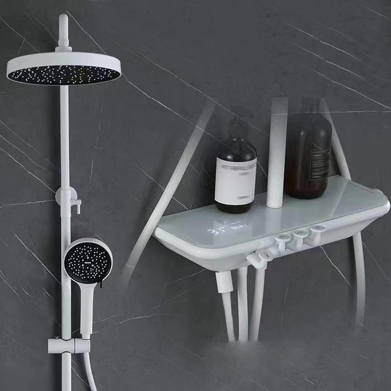 Thermostatic Shower System with LED Display and 4-Function Fixtures