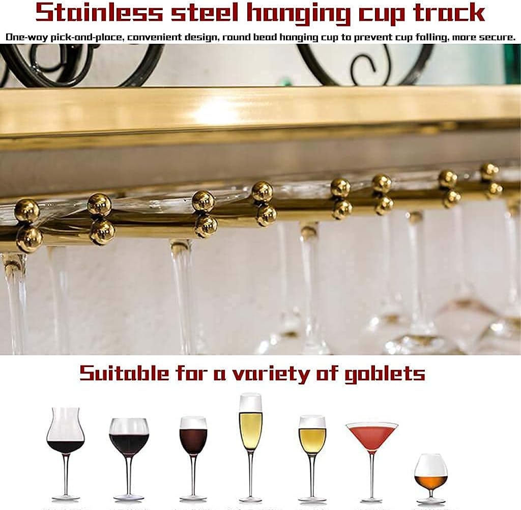 Stainless Steel Wall-Mounted Wine Rack 2-Layer Gold Brushed