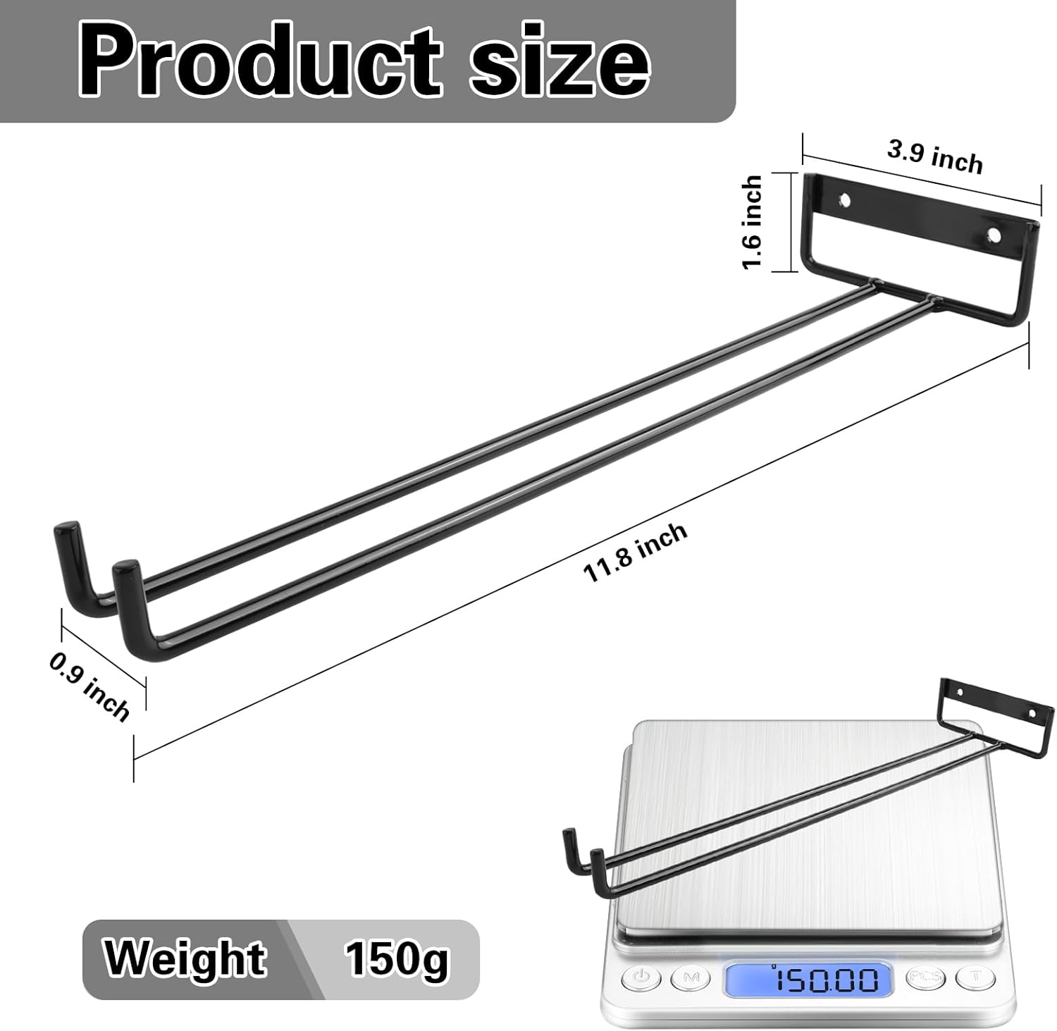 118 Inch Wine Glass Rack Set of 4 Metal Holder
