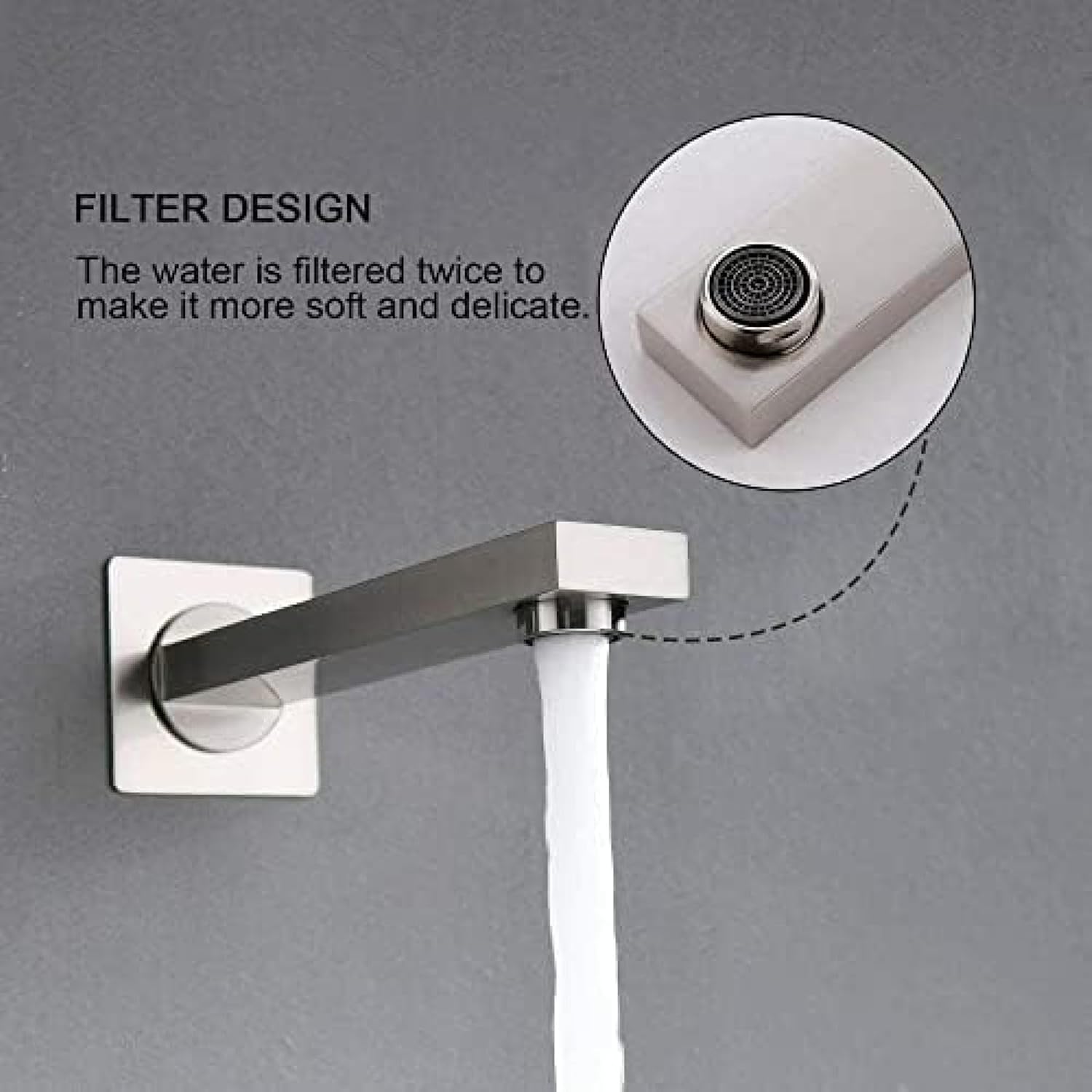 TECKI 12 Inch Brushed Nickel Rainfall Shower Faucet Set