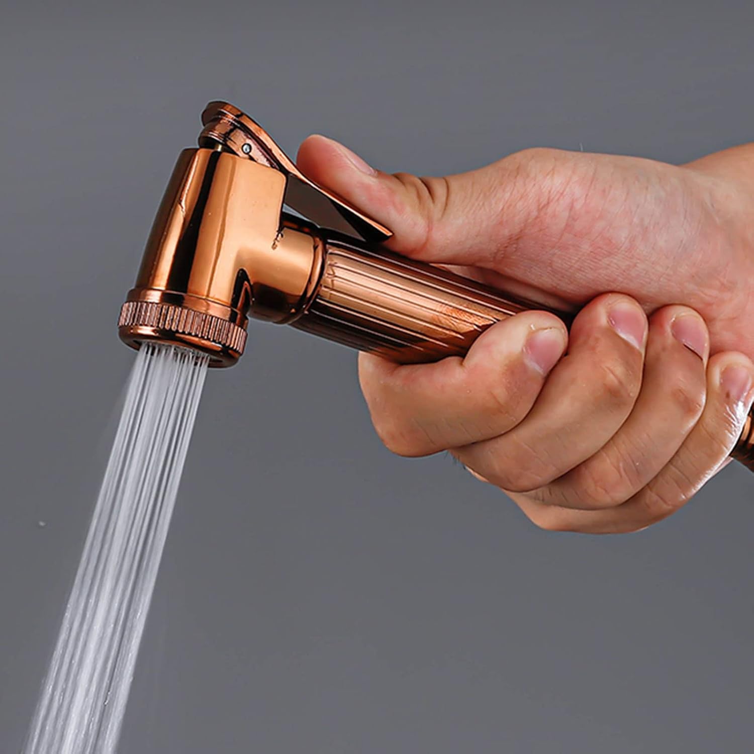Rose Gold Exposed Shower Faucet Set with Handheld and Bidet Sprayer