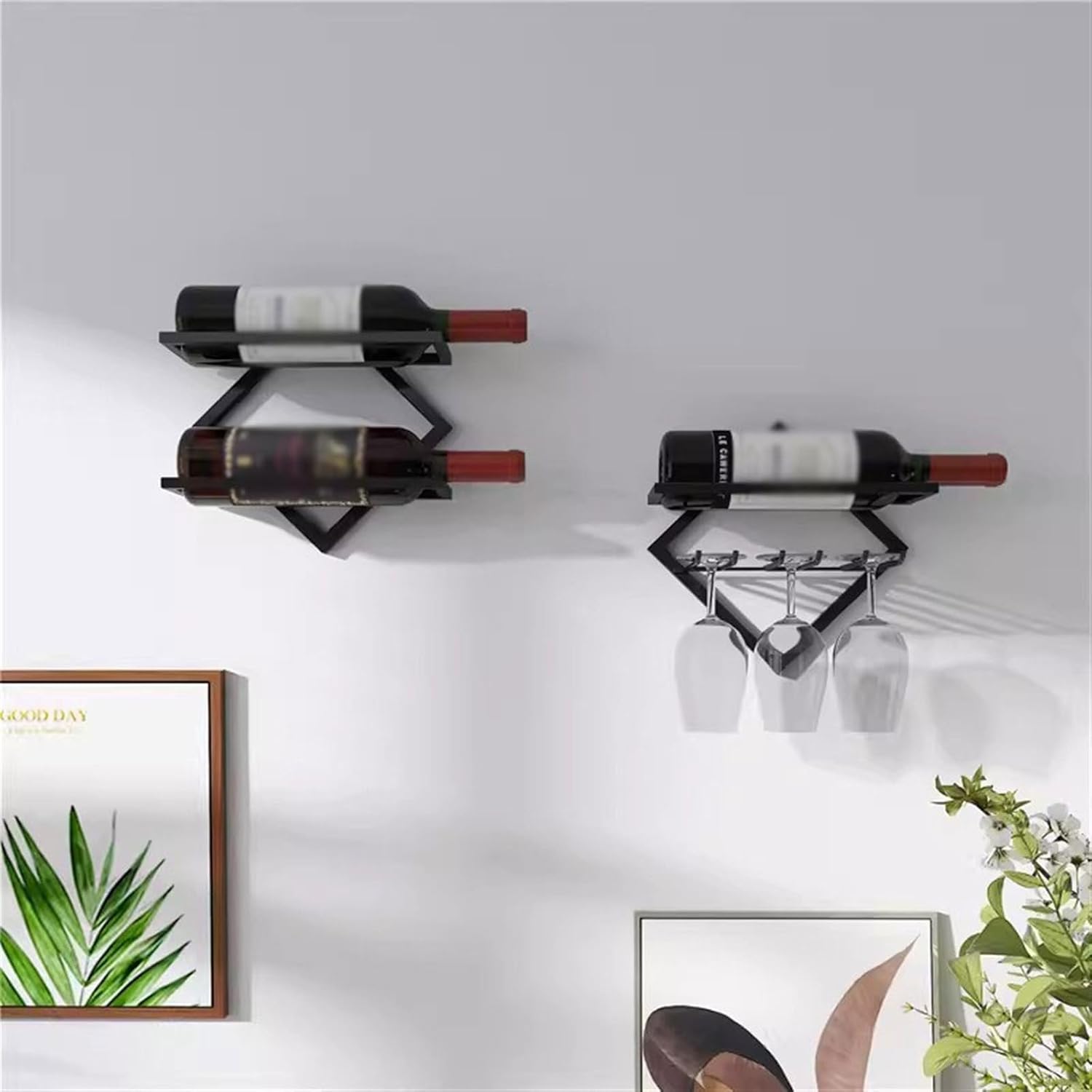 Wall-Mounted Wine Rack with 3D Design and 3 Layers