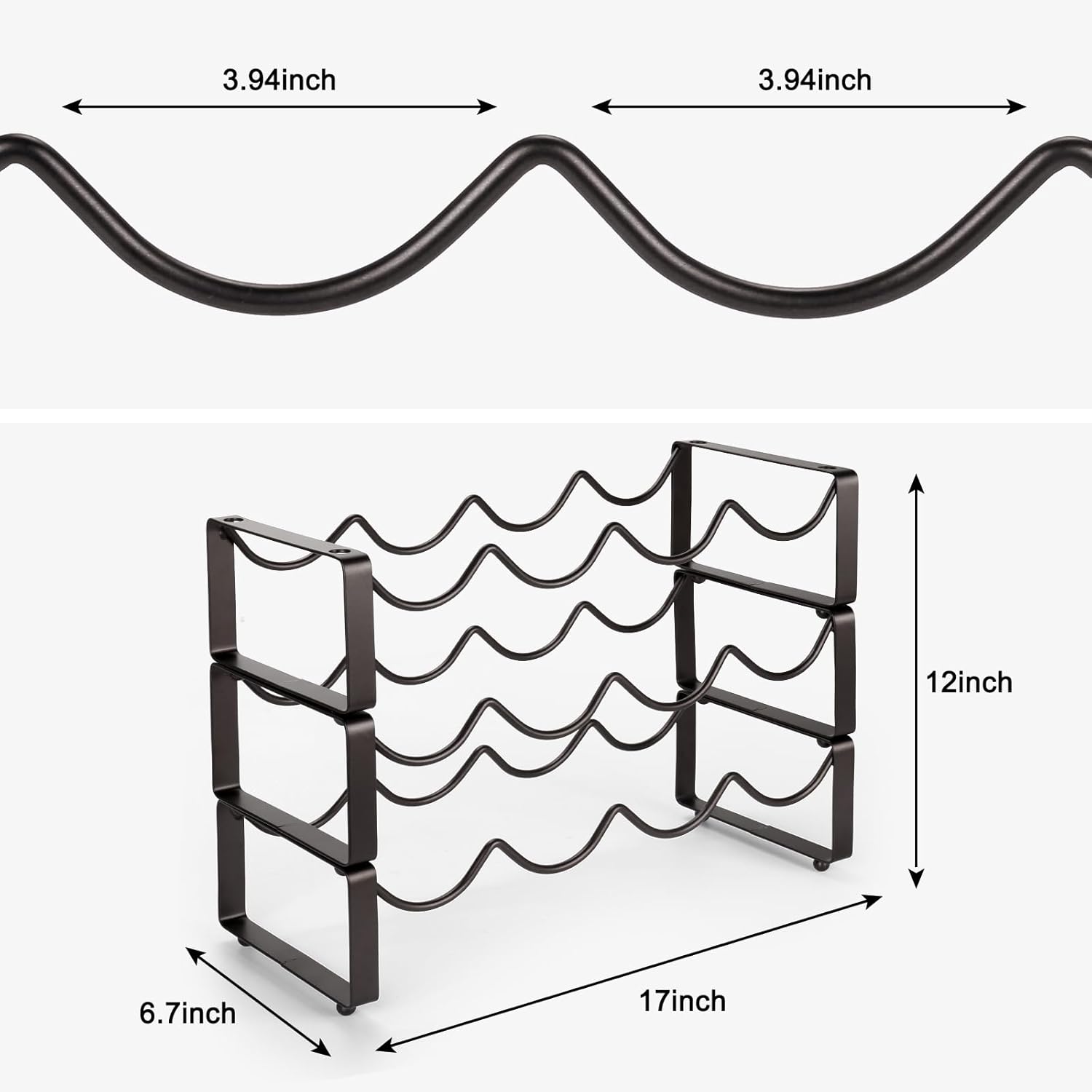 Carperipher 3 Tier Metal Wine Rack with 12 Bottles Capacity