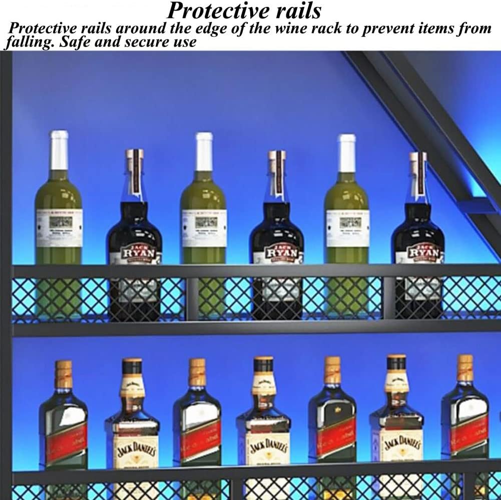 LED Wall Mounted Wine Rack with Light - Gold