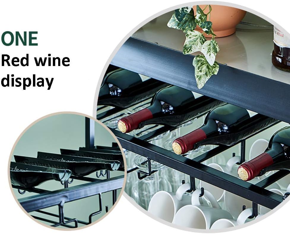 LASEVE Wall-Mounted Wine Rack 2-Tier Industrial Style 100Cm