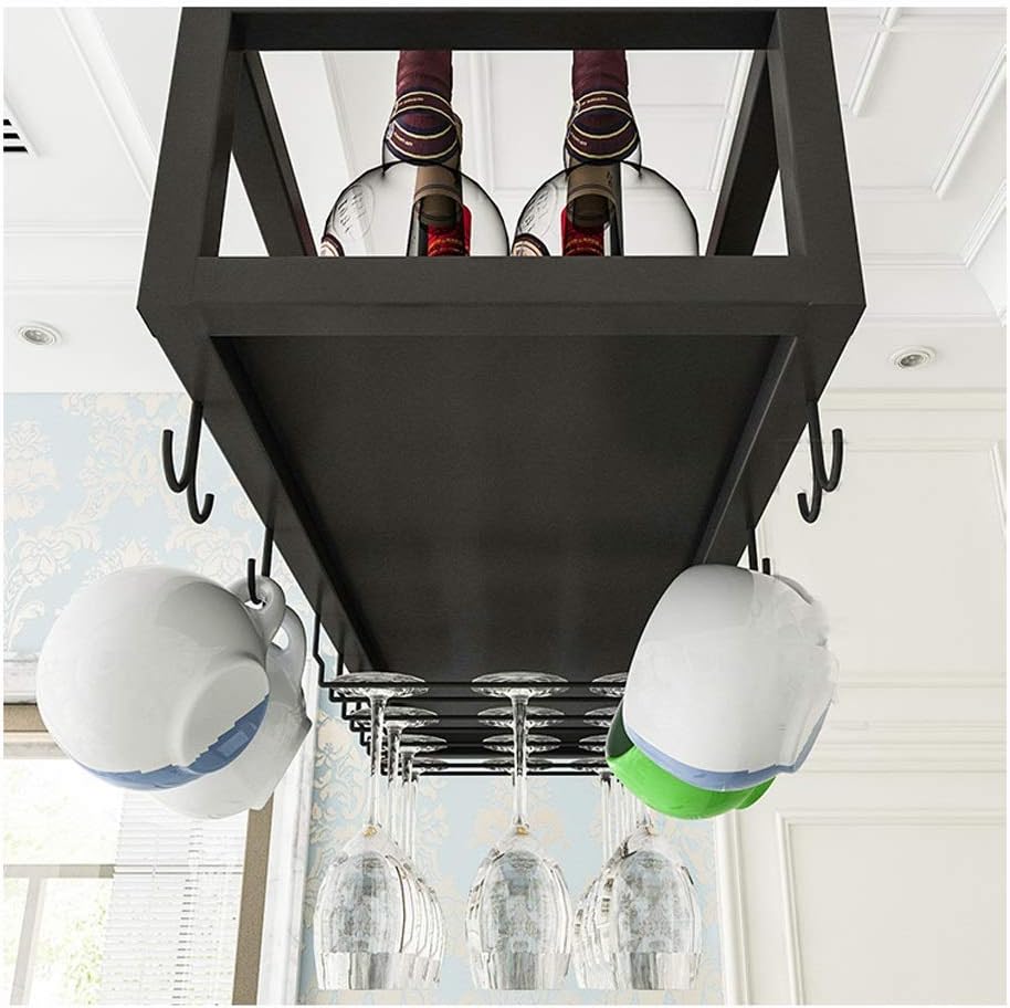 ZJDYDY Wall-Mounted Wine Rack with Wrought Iron Frame