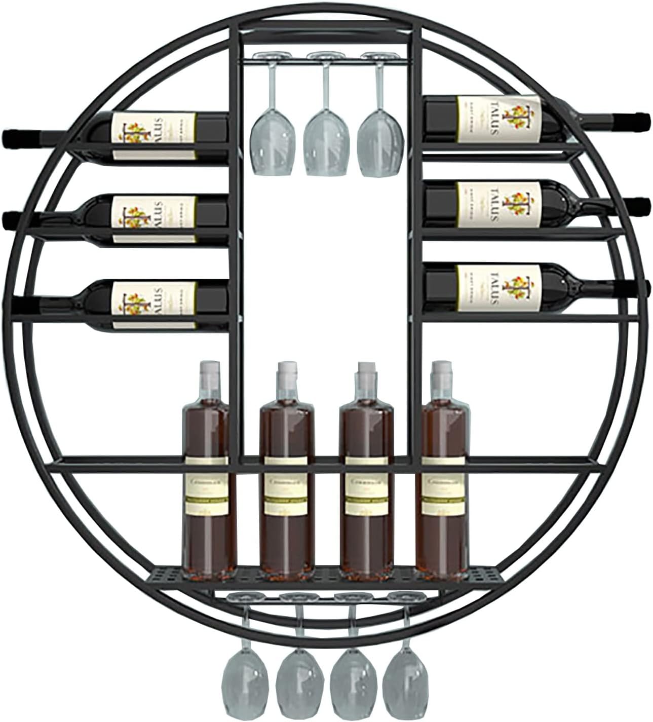 Black Wall Mounted Wine Rack with Glass Holder