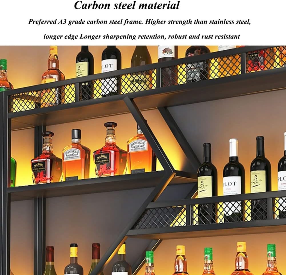 LED Wall Mounted Wine Rack with Light - Gold