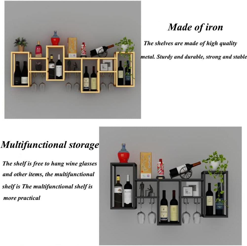 Elegant Gold Floating Wall Wine Rack