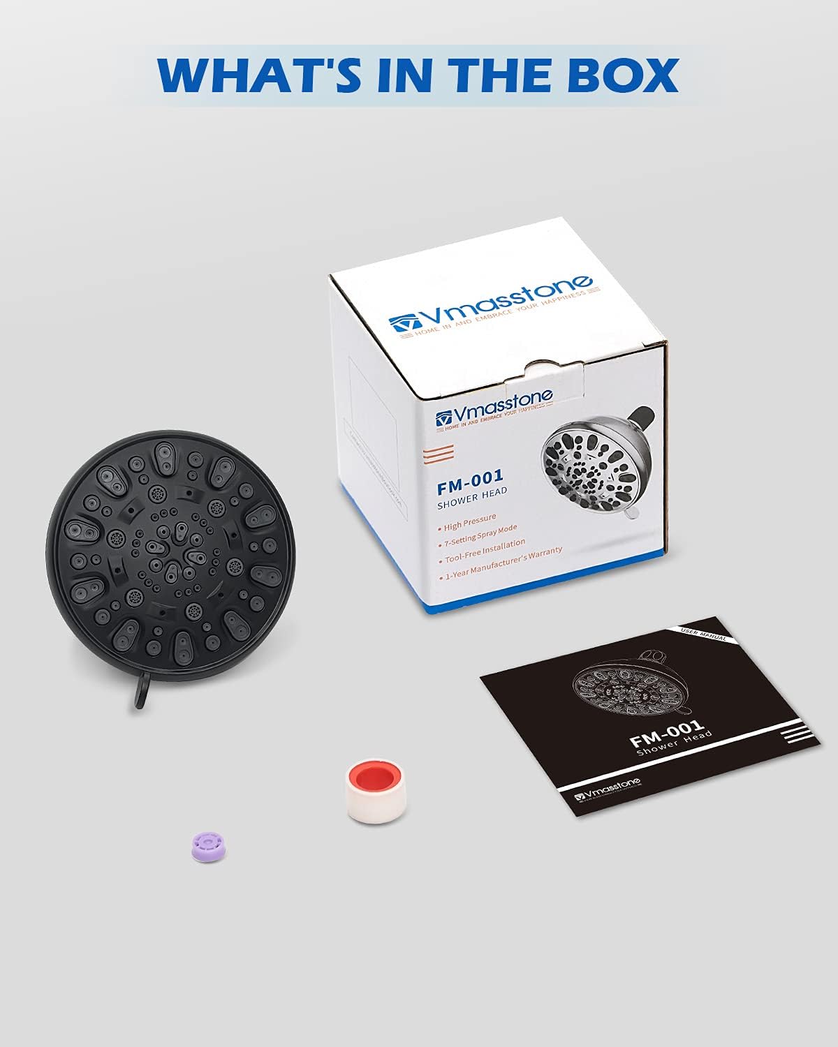 VMASSTONE 47 High Pressure Shower Head with 7-Spray Settings 1