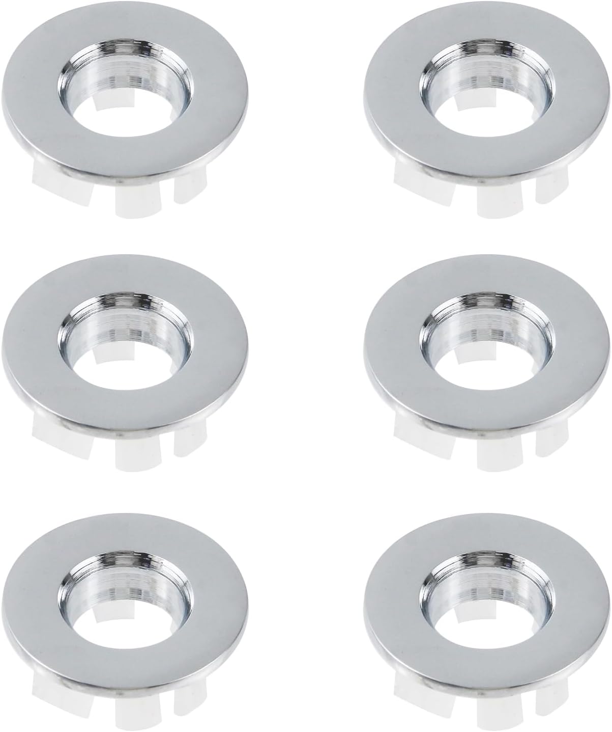 Wealrit 6 Pcs Chrome Sink Overflow Covers with Brass Inserts