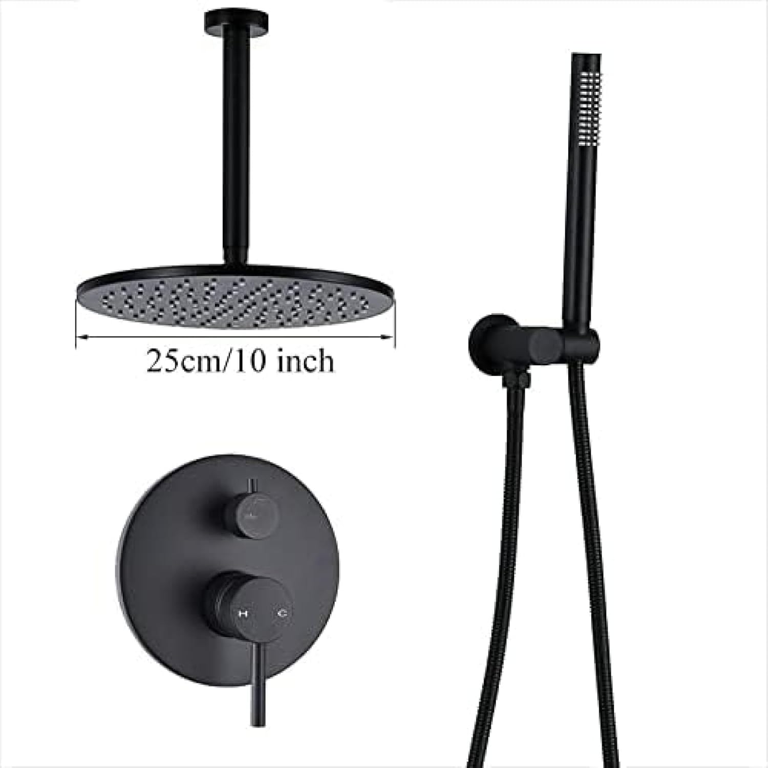 Brass Black Shower Set with Rain and Handheld Spray