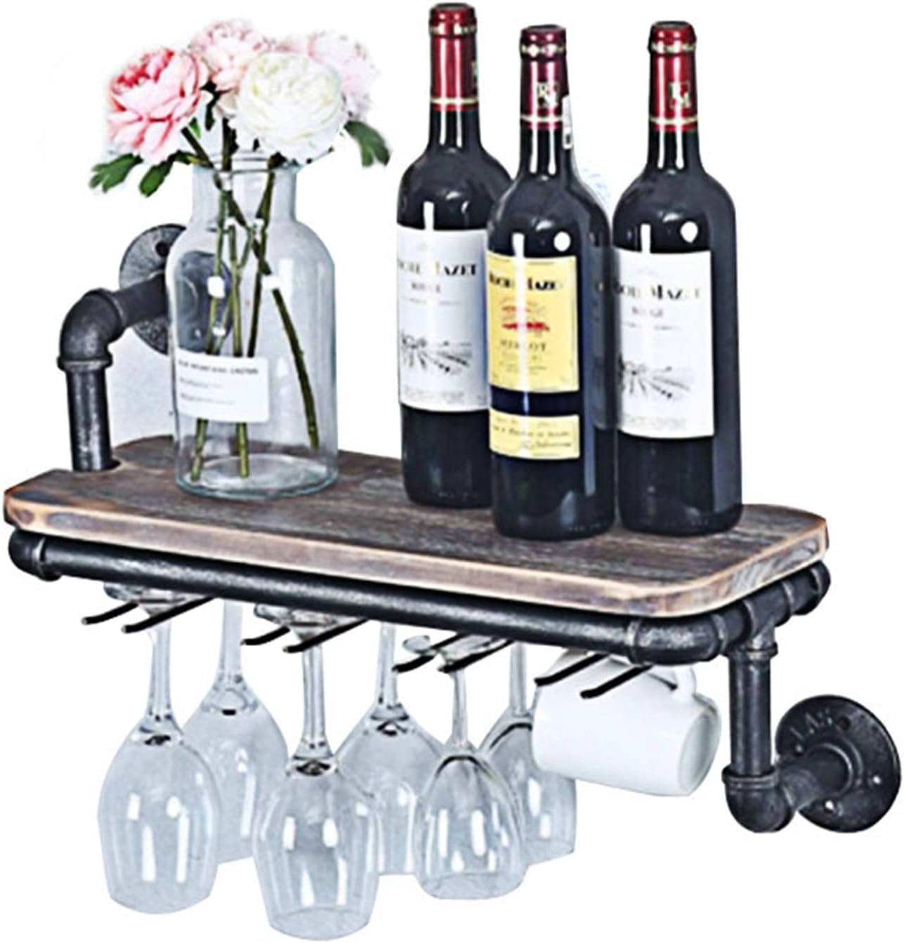 CGF- Wall-Mounted Wine Rack with 4 Glass Holders