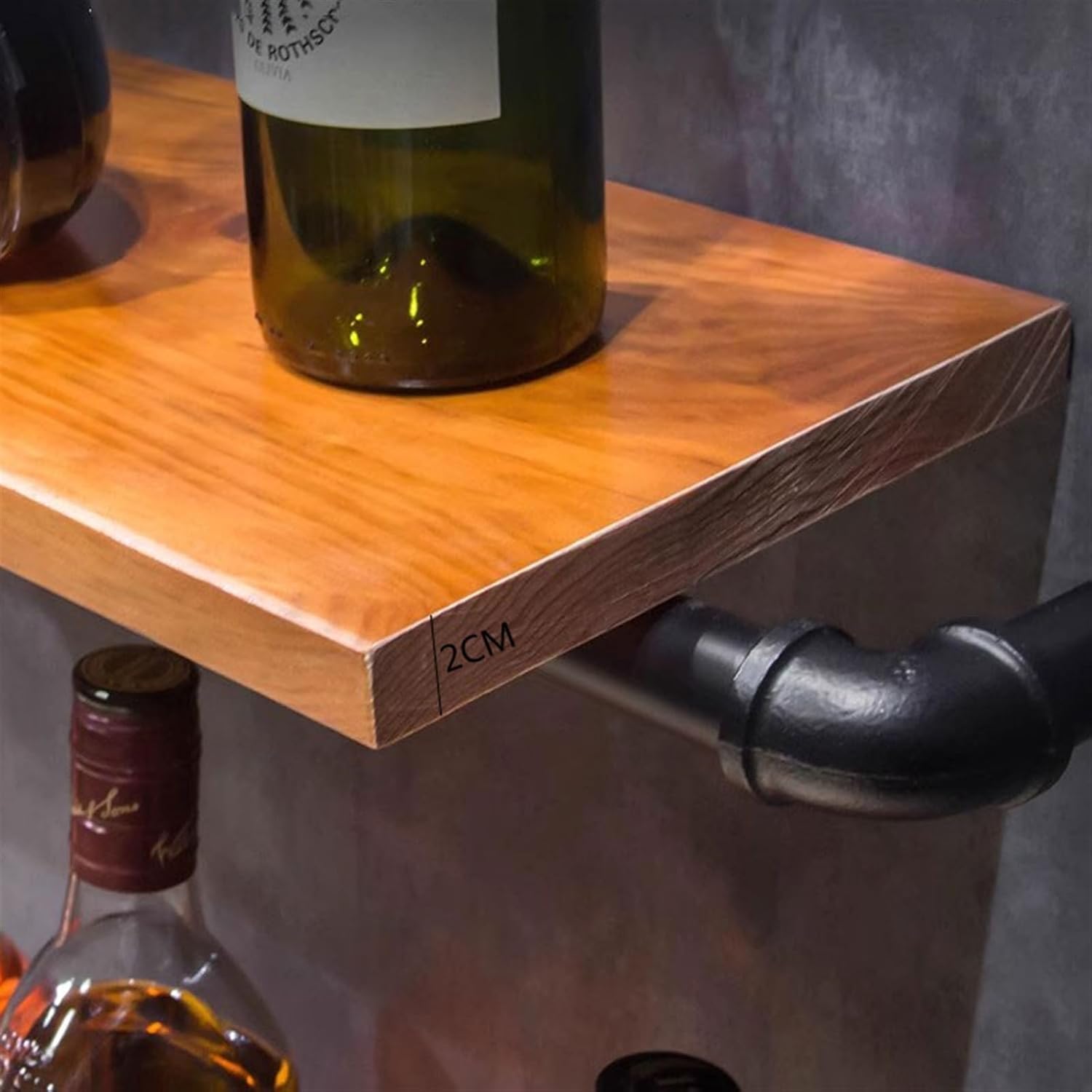 GRFIT Wall-Mounted Wine Rack with Industrial Style
