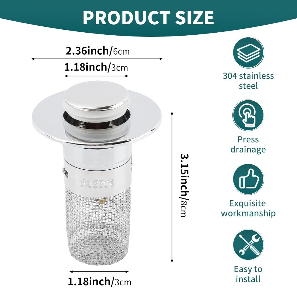 EMVANV 2pcs Sink Drain Strainer with Hair Catcher