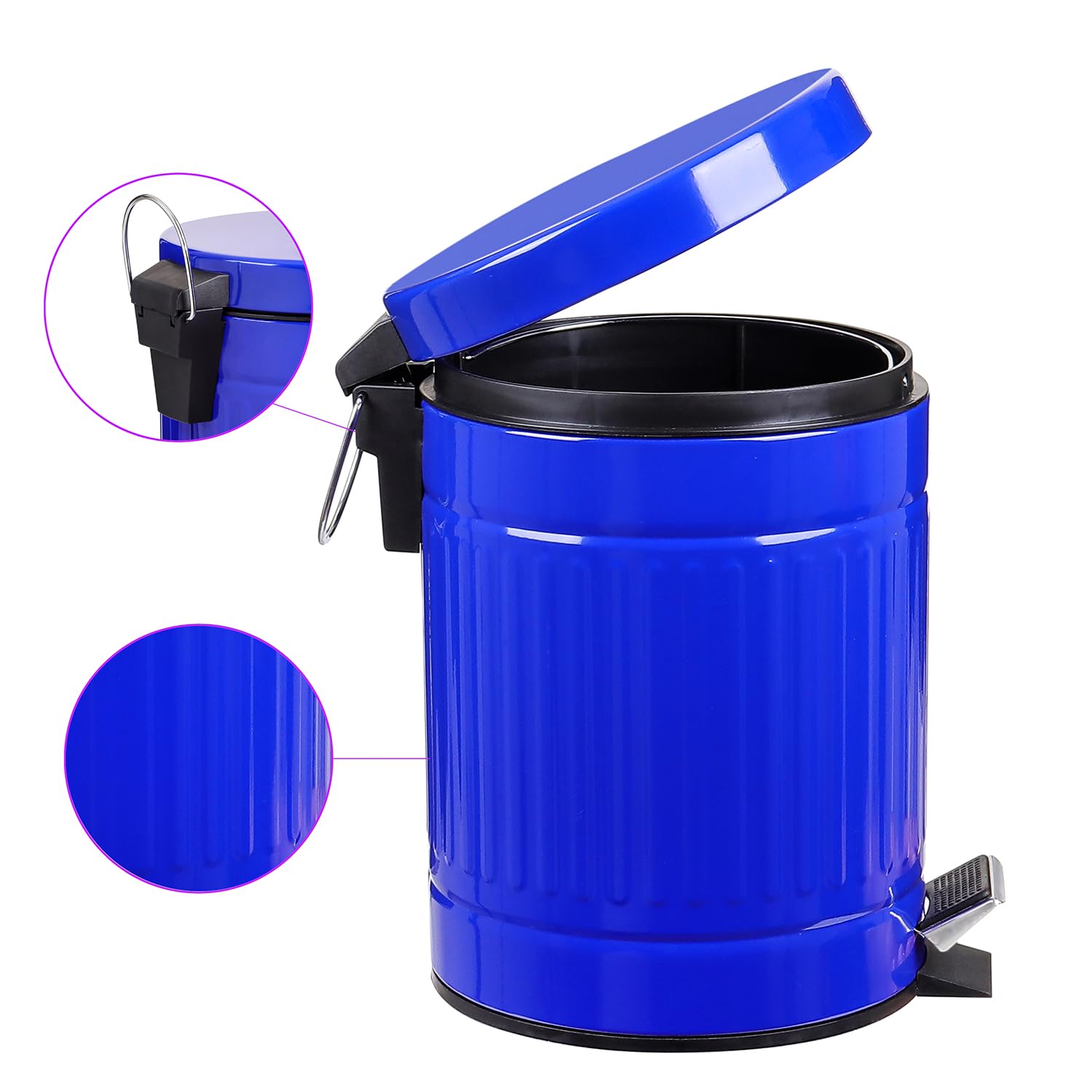 5L Round Step Pet Trash with Lid Mini Metal Pedal Bin