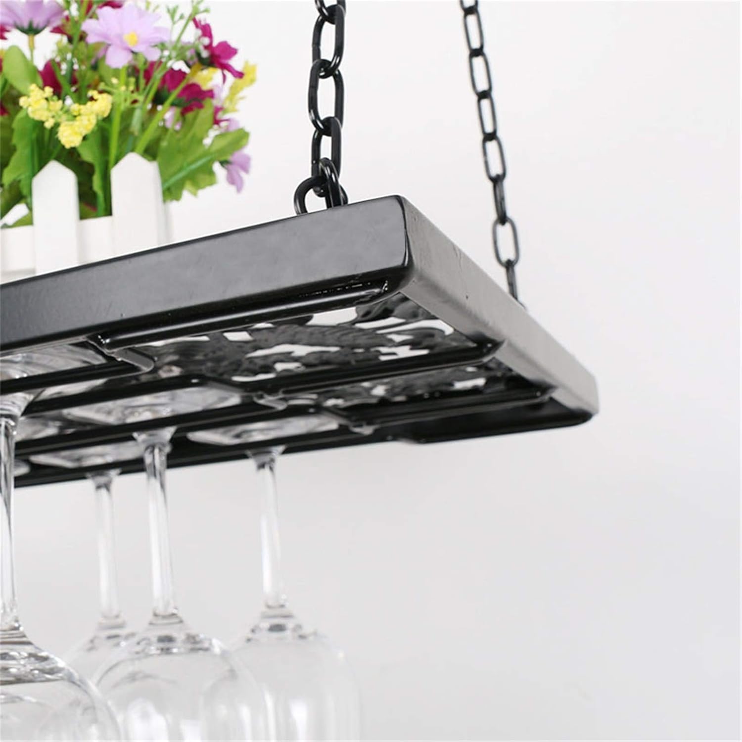 CGF Wall-Mounted Wine Rack with Chain Suspension Black