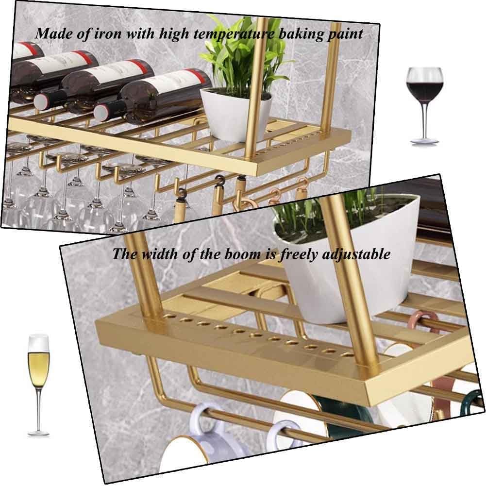 Brass Hanging Wine Rack with Adjustable Booms