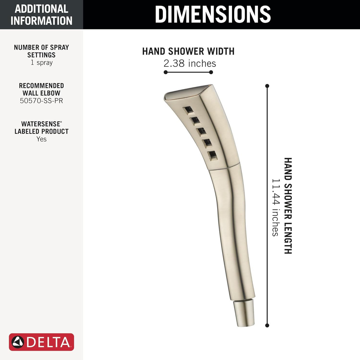 Delta Hand Shower with H2Okinetic Spray Stainless