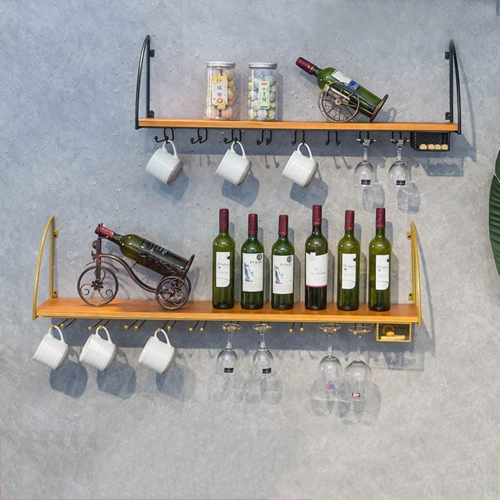 ZJDYDY Wall Mounted Wine Racks - Rustic Metal Wood Storage Organizer