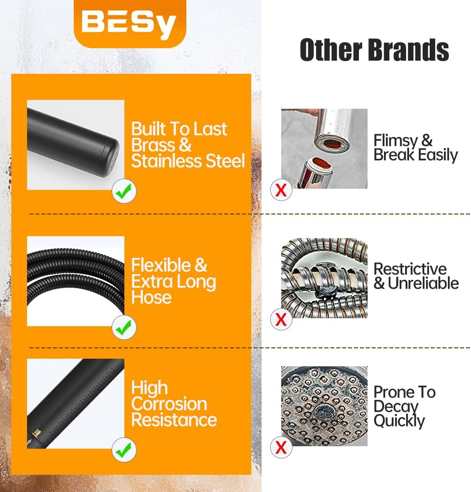 BESy Black Brass 2 In 1 Handheld Shower Head Set