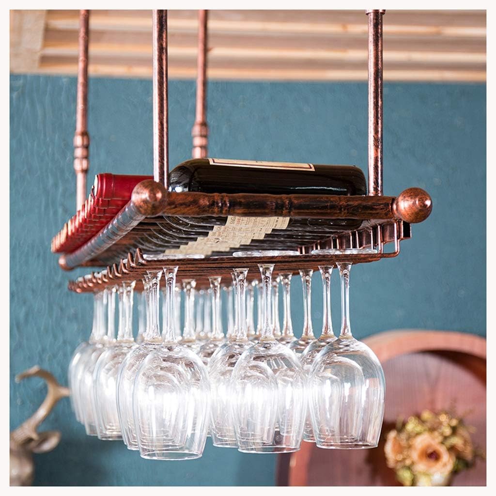 Hanging Wine Holder with Adjustable Rod - Black 12030cm