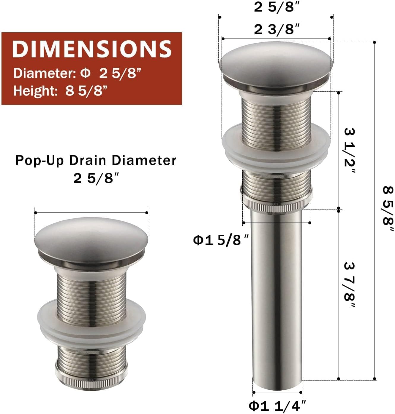 Yodel Vessel Sink Drain Without Overflow - Brushed Nickel