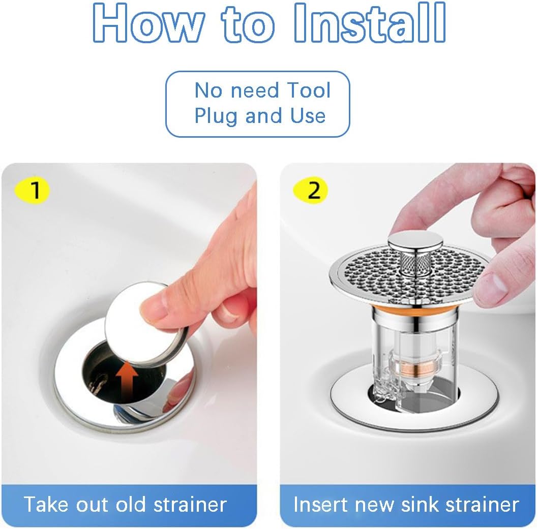Eptaufty Bathroom Sink Drain Strainer with Spring Core 1