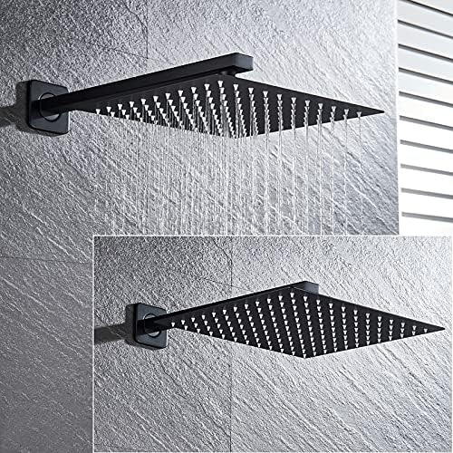 LED Digital Display Black Shower Faucet Set with Waterfall Tub Spout