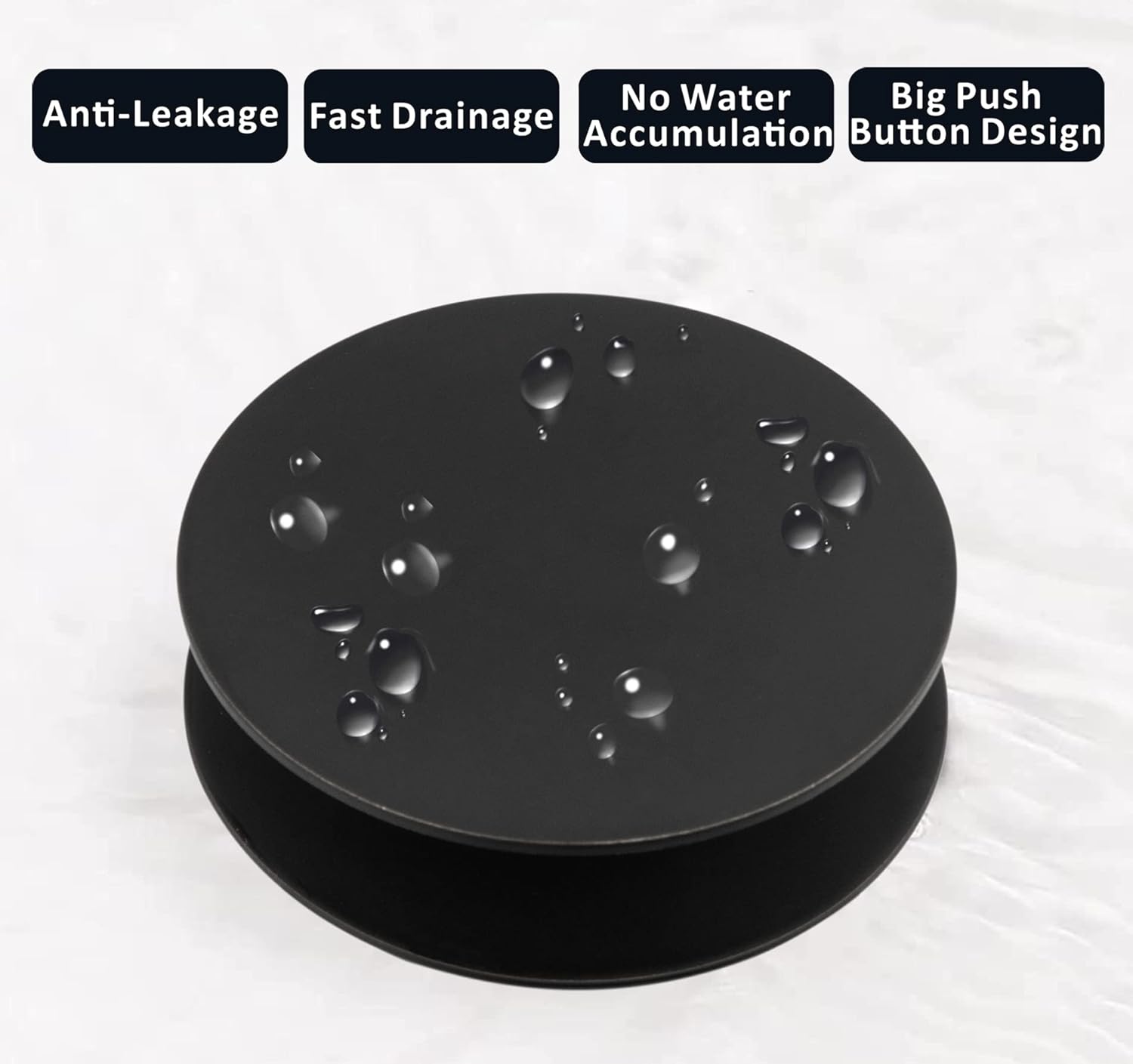 Artiwell Universal Bathroom Sink Drain Stopper Matt Black 1