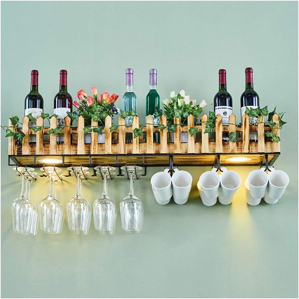 Retro Wall-Mounted Industrial Metal Wine Rack