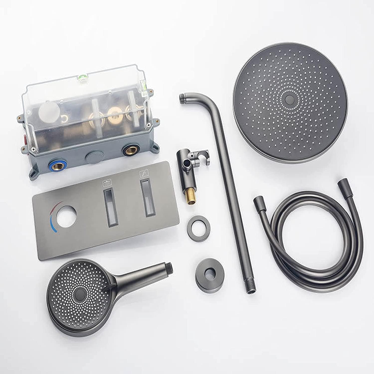 White Wall Mounted Shower Faucet Set with Rain and Handheld Heads