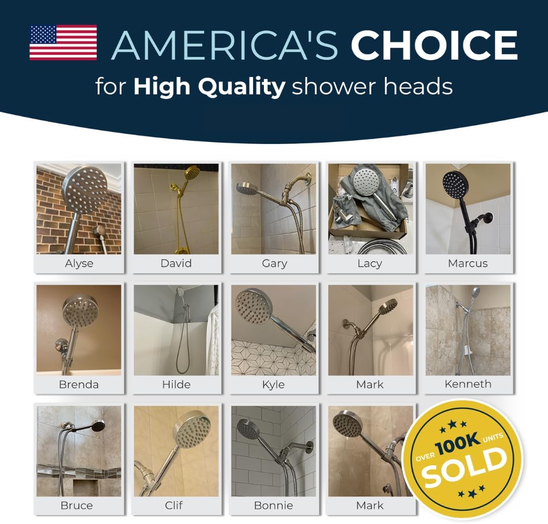 HammerHead Showers All Metal Handheld Shower Head with 6ft Hose and Brass Holder