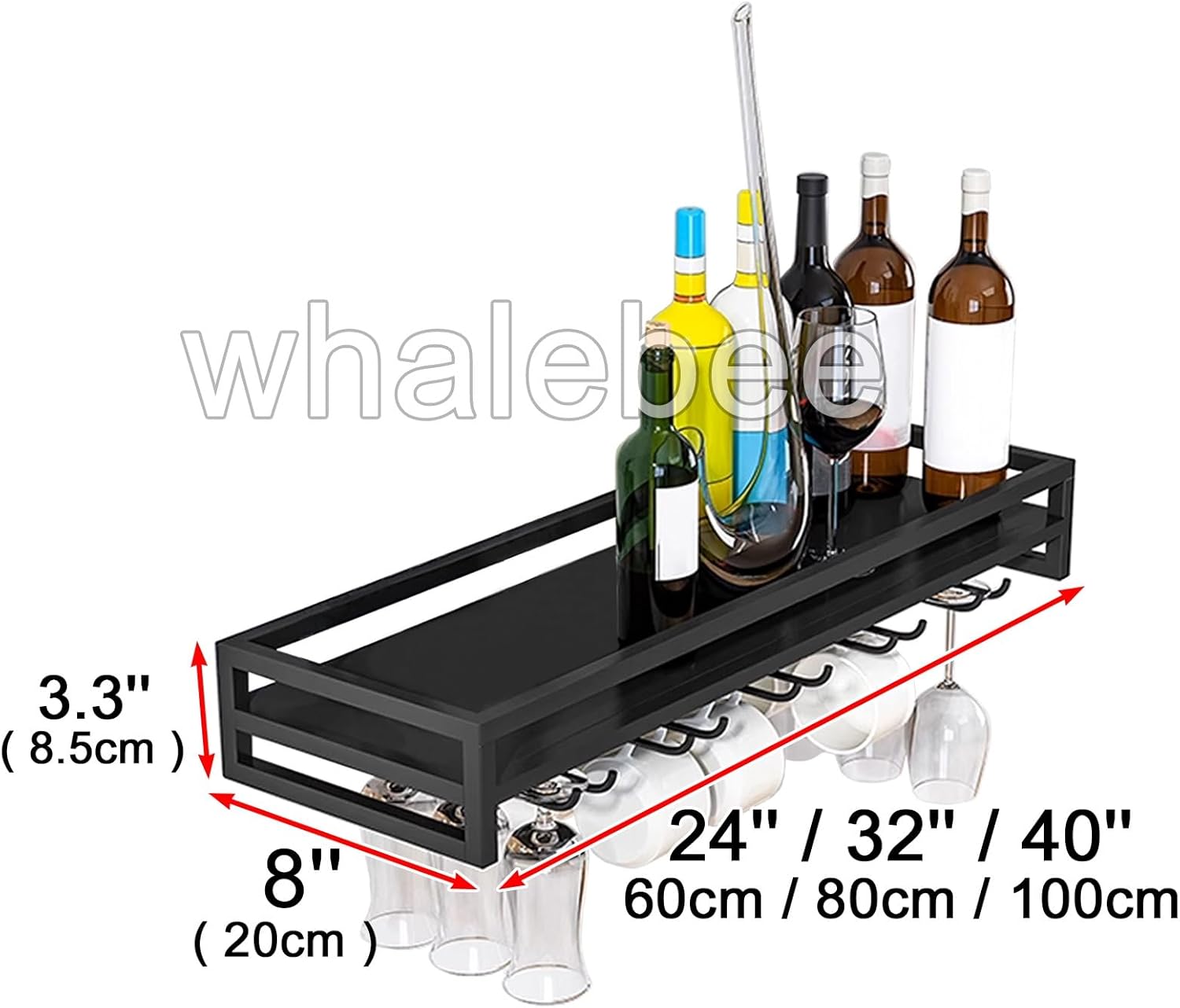 Wall Mounted Wine Rack with 9 Rows of Hooks