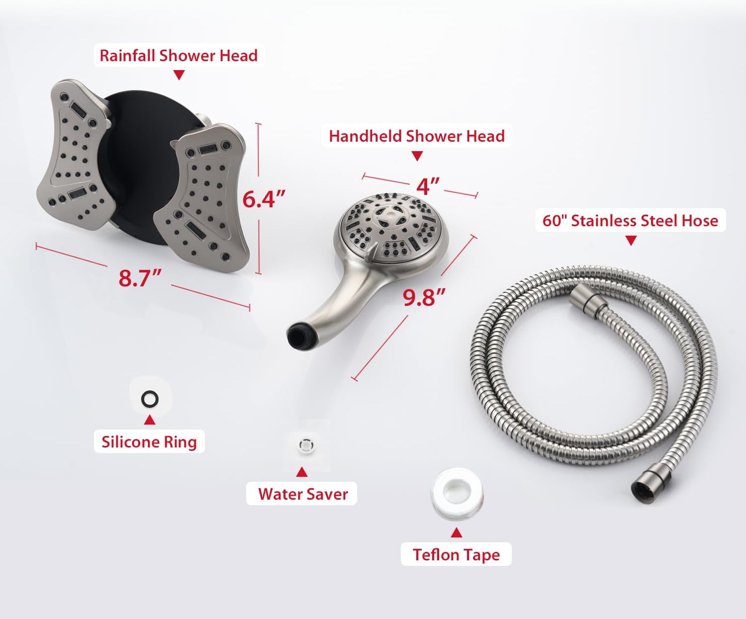 GRICH 25GPM Handheld Rain Shower Combo with 9 Modes
