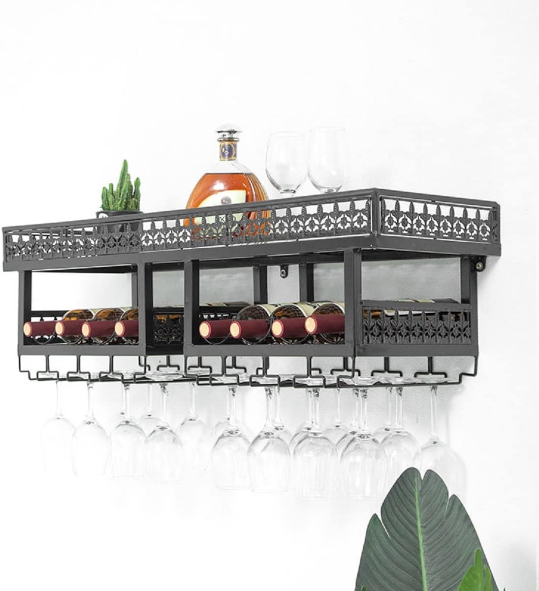 Gdrasuya10 Wall-Mounted Wine Rack with Glass Holder