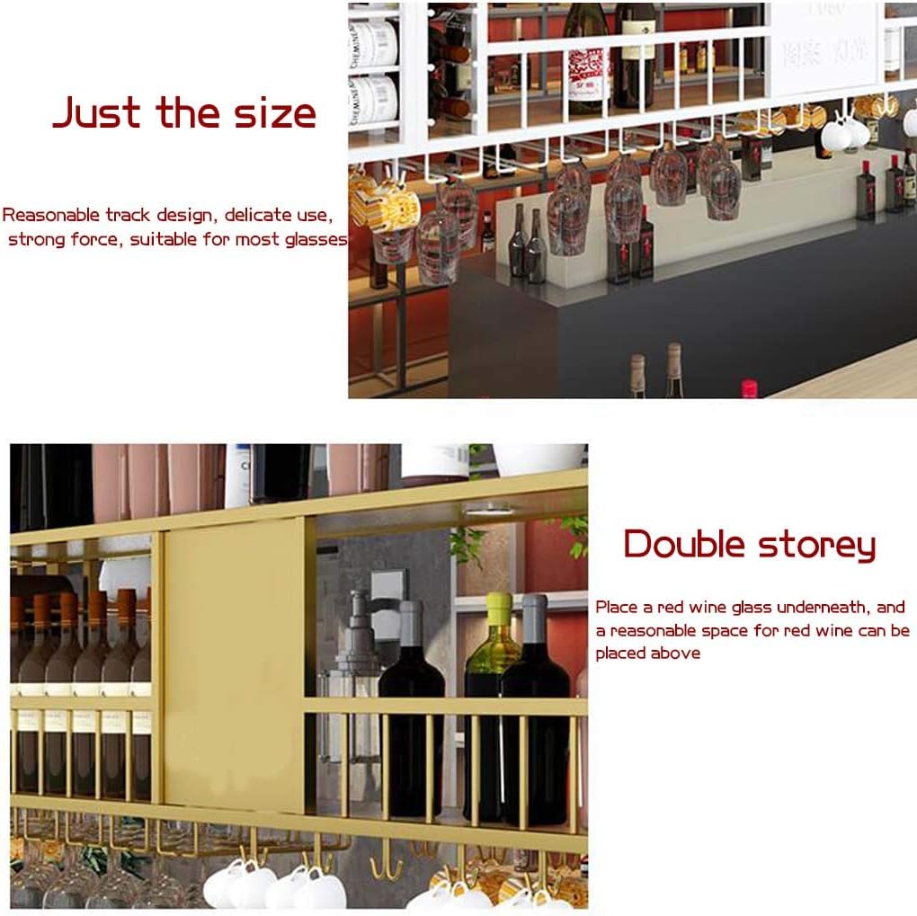 Adjustable Wall-Mounted Wine Rack with Glass Holder