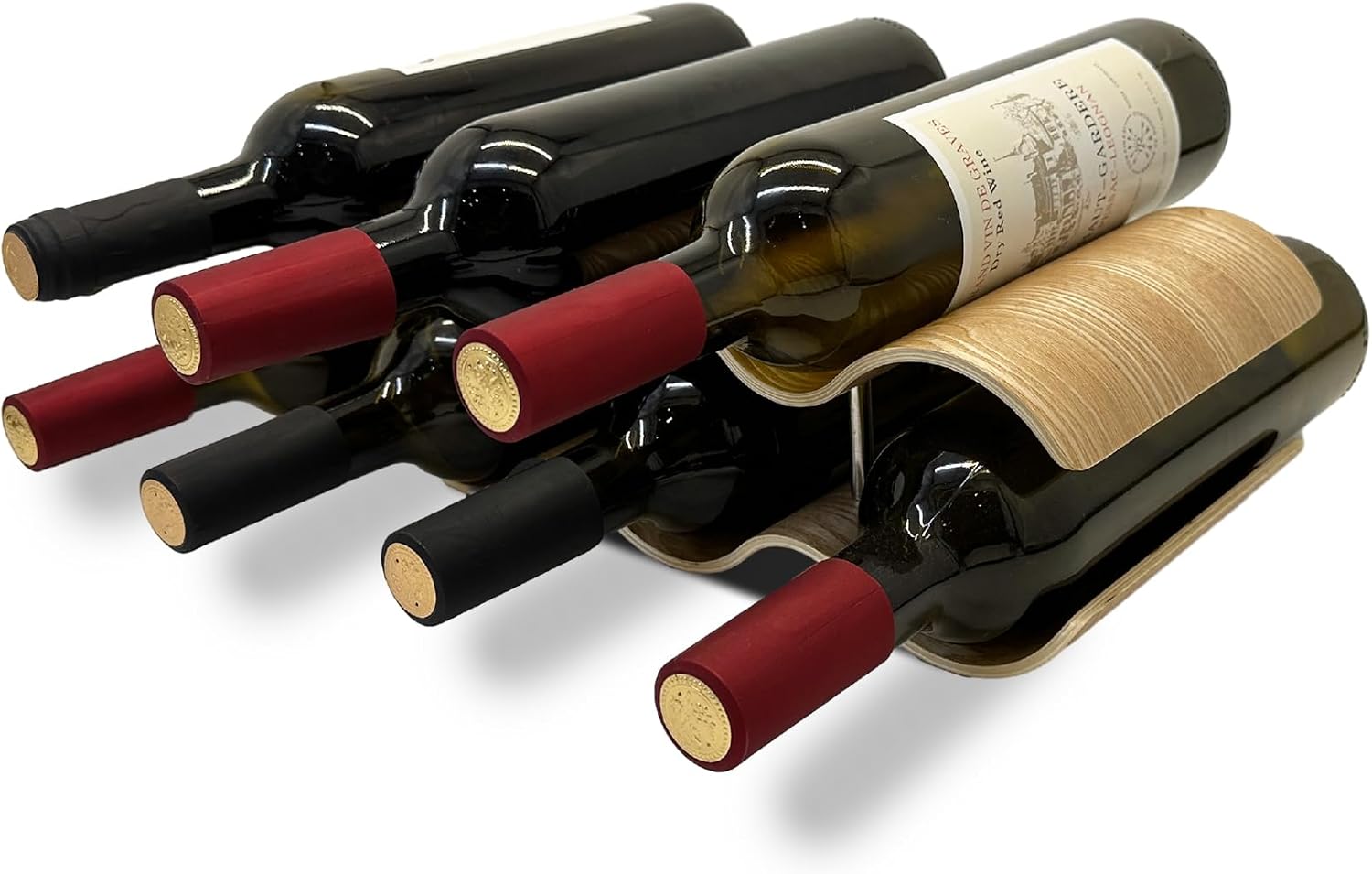 Bellglee 2-Tier Wooden Wine Rack Stand 7 Bottles