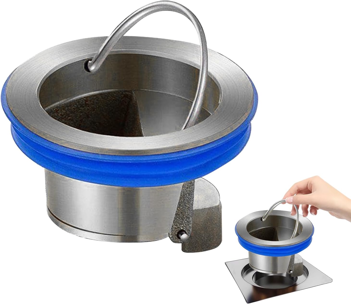 Lupdato Shower Floor Drain Backflow Preventer with Odor Control - Silver