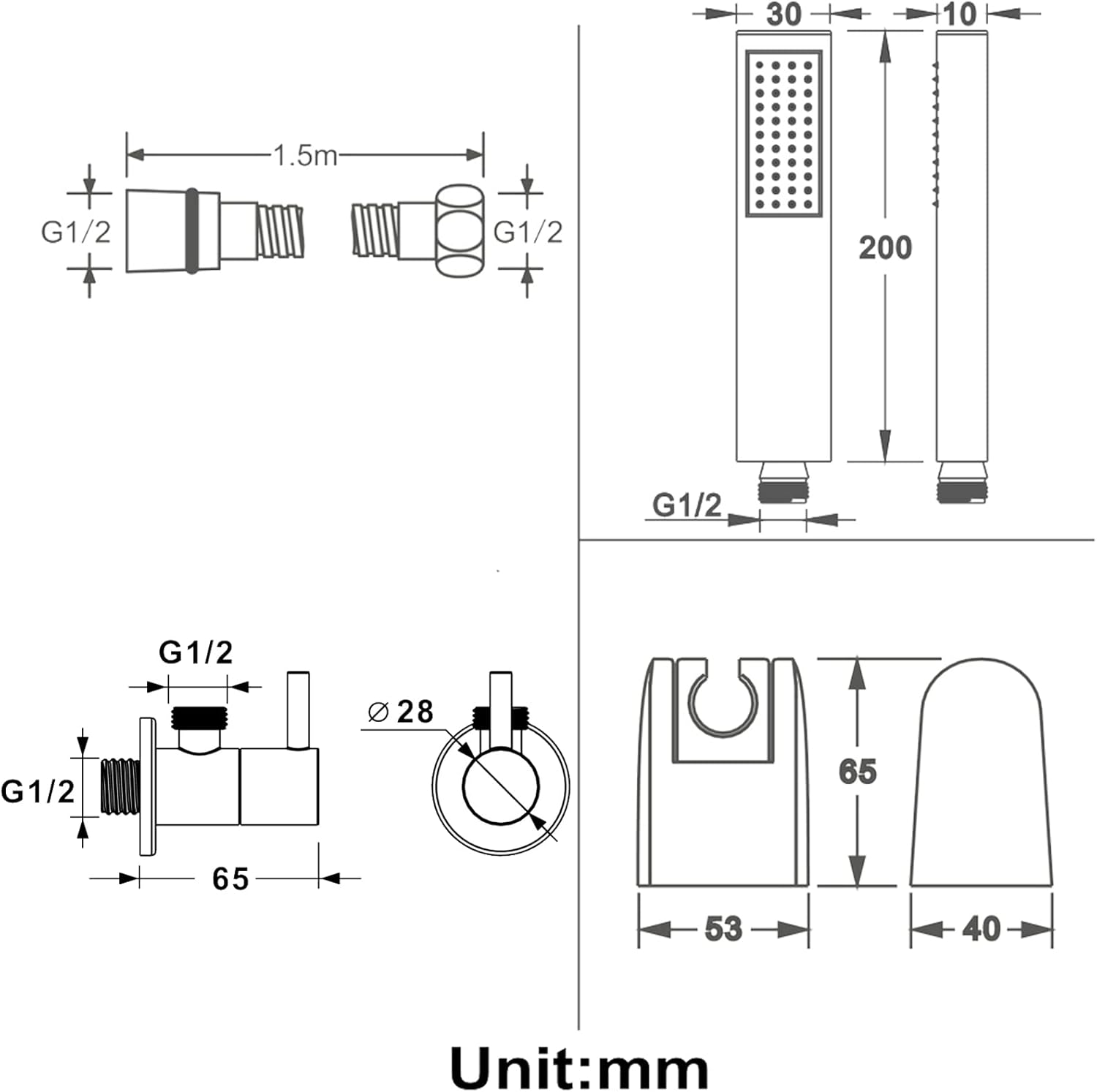 uhyOHF 10-Inch Rain Shower System with Handheld and Bubble Oxygen Modes
