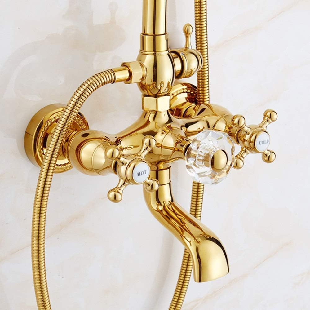 LASEVE UpScale 7 Way Crystal Ball Copper Shower Faucet Set