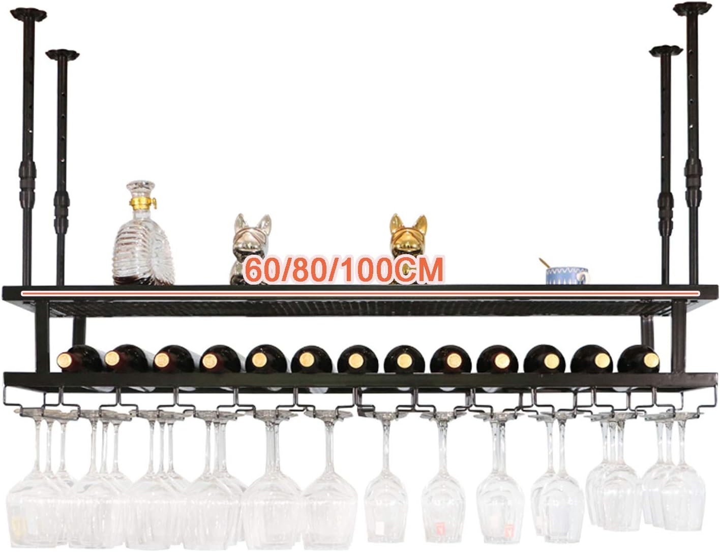 Wall-Mounted Wine Rack with Adjustable Ceiling Bar