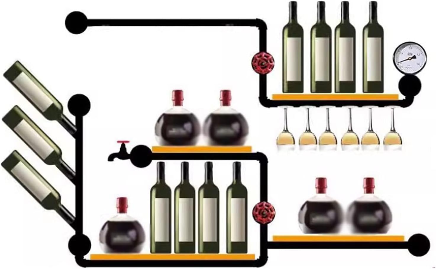 GRFIT Wall-Mounted Wine Rack with Industrial Style