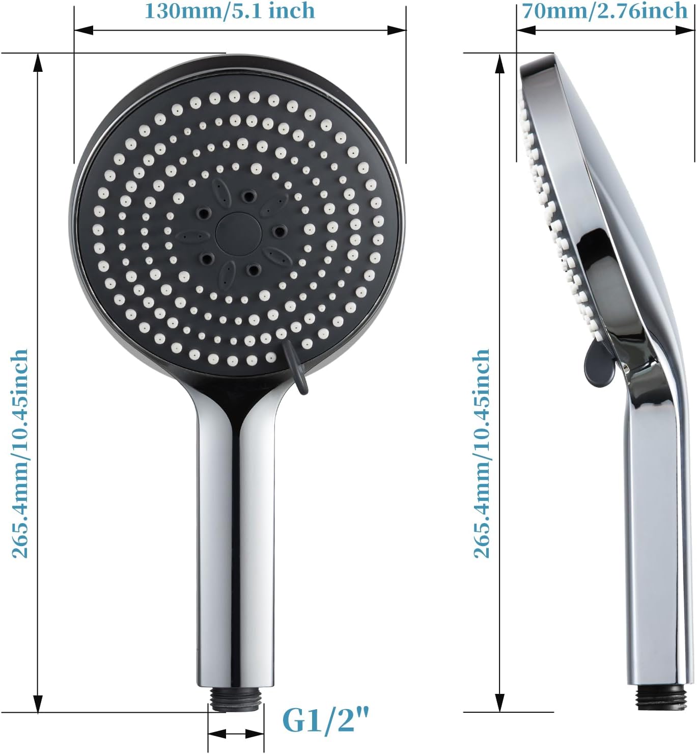 OFFO 6-Mode Handheld Shower Head with Chrome Finish