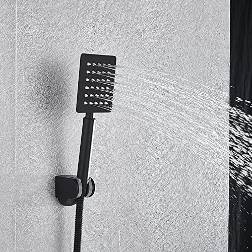 Wall Mounted Matte Black Shower Combo Set with Digital Display 1