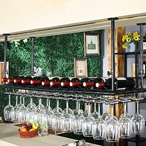 ZJDYDY Wall-Mounted Wine Rack with Bottle Holder Black 60x35cm