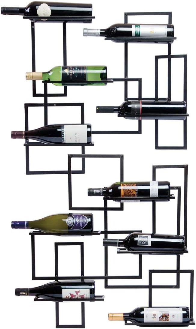 Mid Century Wall Mount Wine Rack - 10 Bottle Display 1