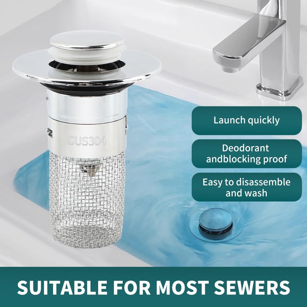 EMVANV 2pcs Sink Drain Strainer with Hair Catcher